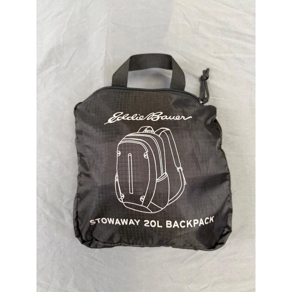 Eddie Bauer Stowaway 20L Backpack Black Packable Lightweight Travel Daypack Bag
